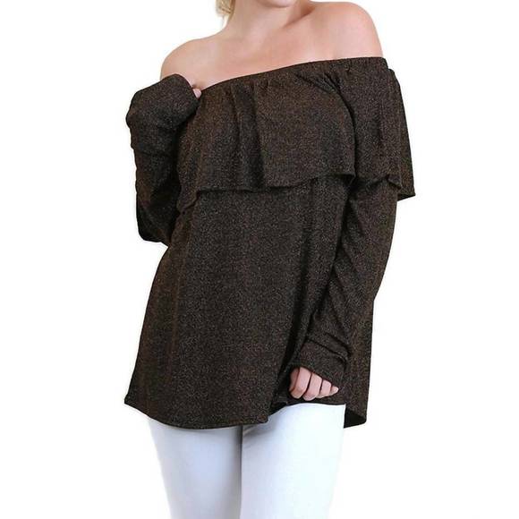 NEW UMGEE metallic ruffled tunic - plus in copper - Picture 1 of 3